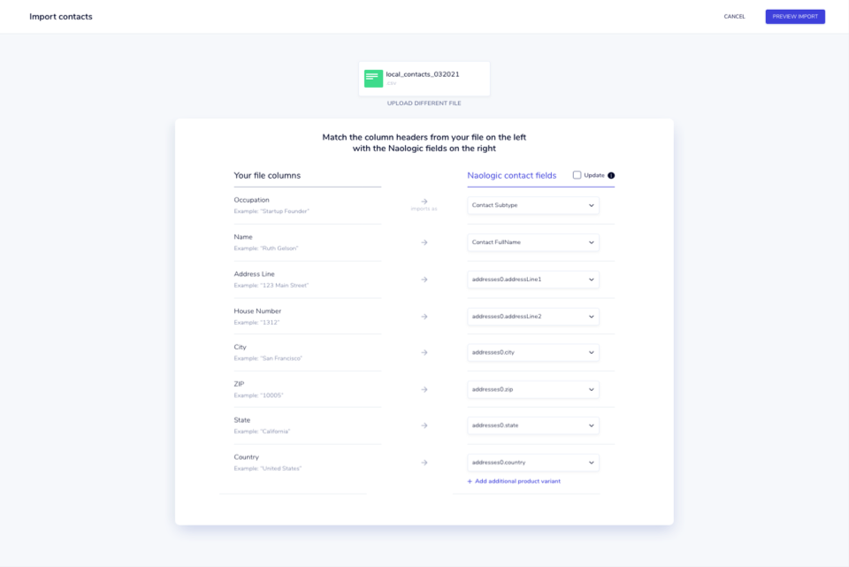 Import thousands of contacts in seconds
