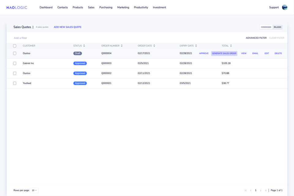 Convert sales quotes to orders